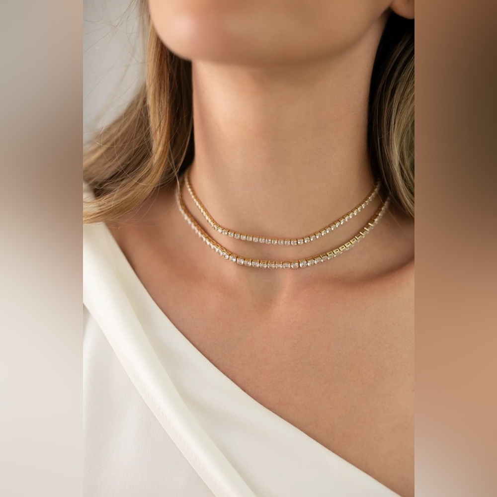 Electric Picks tennis necklace NWT gold sparkly